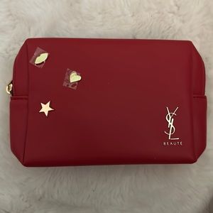 YSL Yves Saint Laurent Purse Red Makeup Clutch Bag